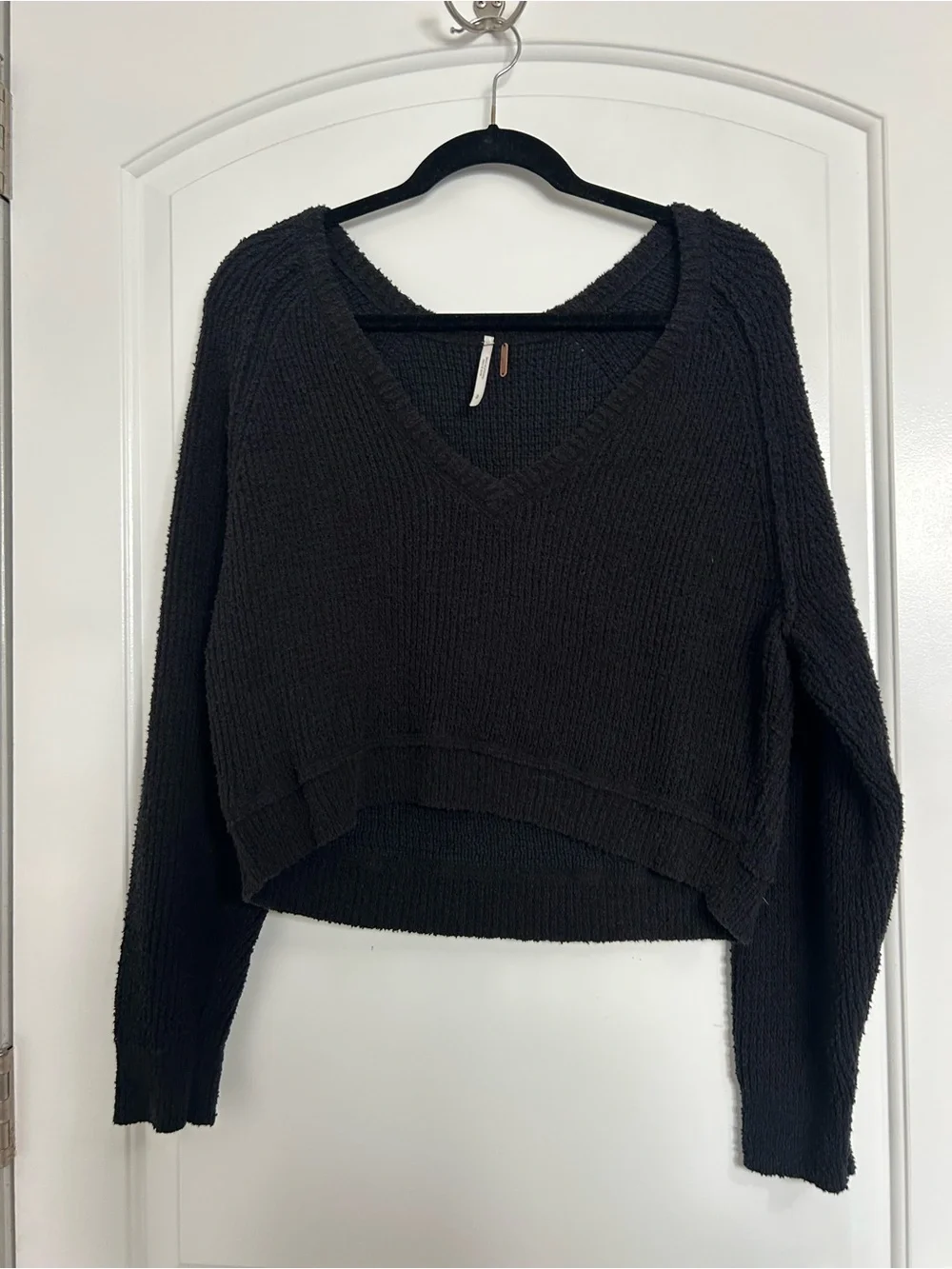 Free People Revolve High Low V Cozy Knit Sweater Size Small Boho Chic 90s Preppy